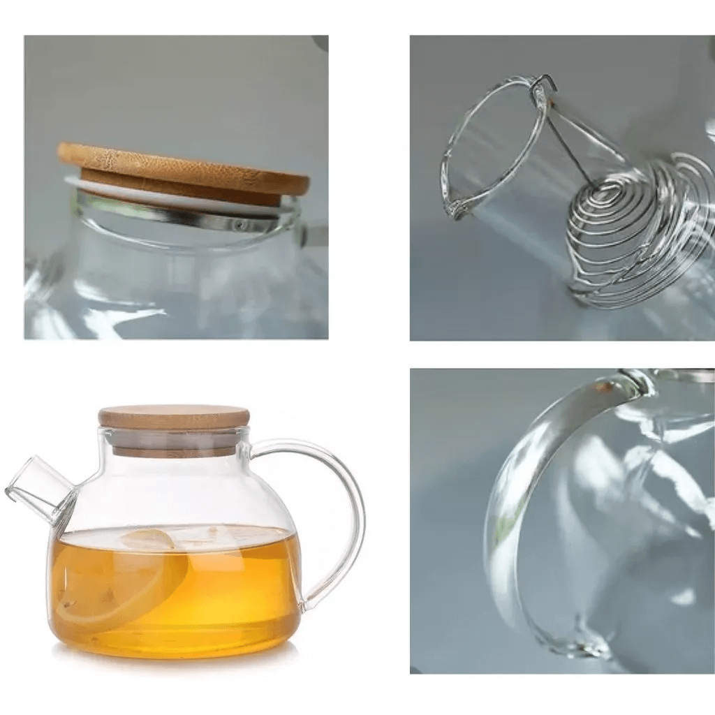 Chaleira de Vidro 1000ml | Infusor Inox e Resistente ao Fogo