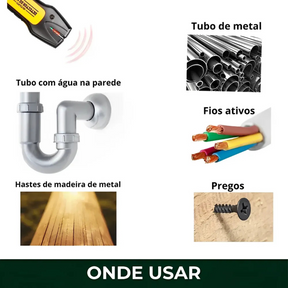 Detector Inteligente de Metal, Canos, Fios e Colunas Hidrafio™ - 50% OFF