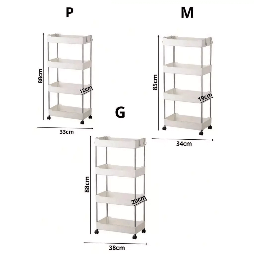Carrinho Organizador 4 Andares | Com Rodinhas 360º
