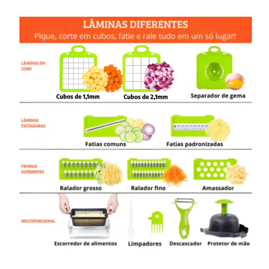 Cortador Multifuncional | Com Lâminas Inox