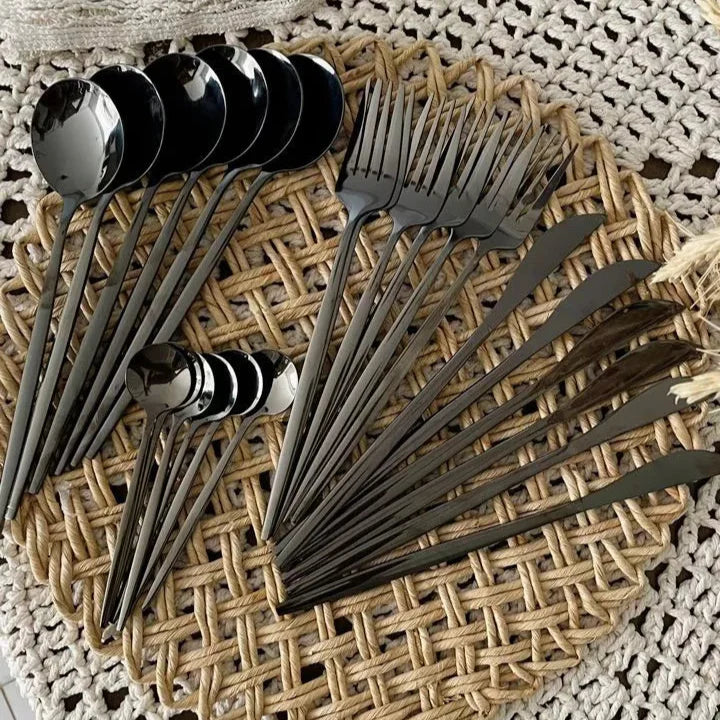 Jogo de Talheres Jumbo  Inox Luxo – Qualidade e Sofisticação para Sua Mesa Posta- 24 Peças